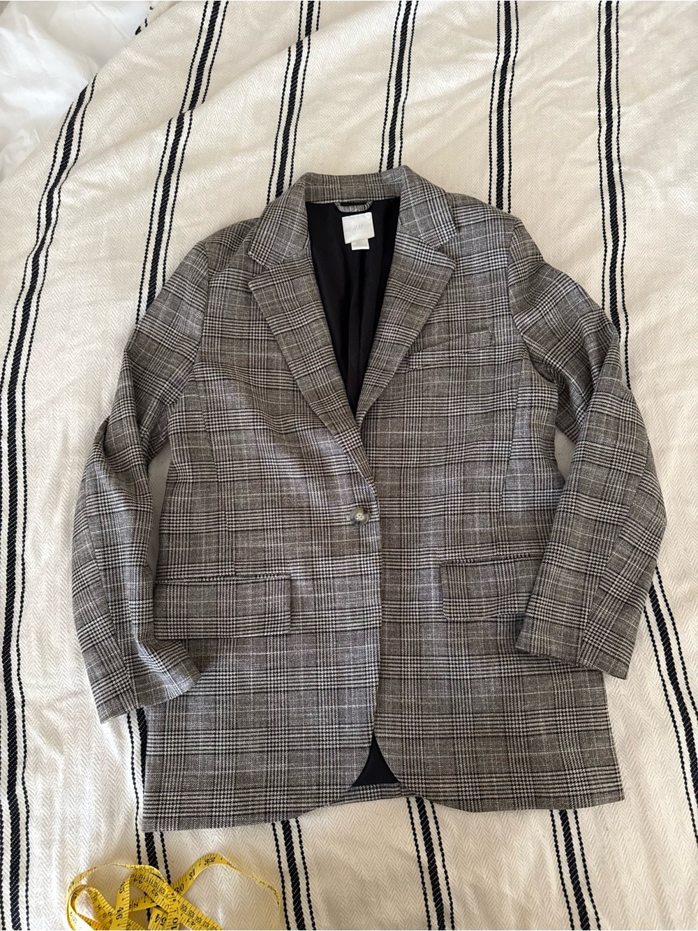 H&M Women's Gray Glen Plaid Single-Button Blazer size S